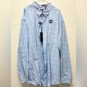 NWT Men’s IZOD Size 3XLT Light Blue Plaid Dress Shirt